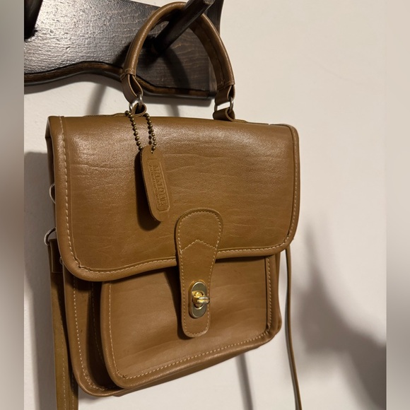 Monique Tan Faux Leather Shoulder Bag - Coach Station Bag Lookalike - Picture 4 of 10